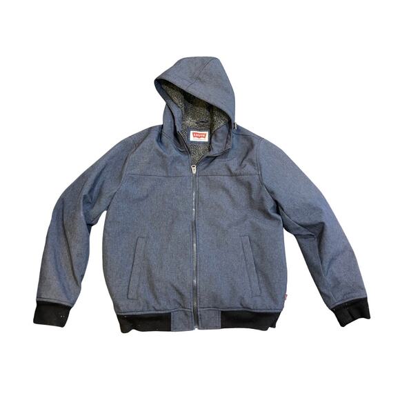 Levi's Mens Soft Shell Sherpa Lined Hooded Bomber Jacket Size Large Outdoors Y2K - Picture 1 of 5